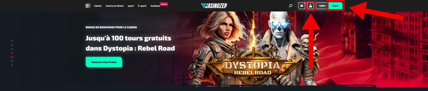 connecter à casinozer étape 3