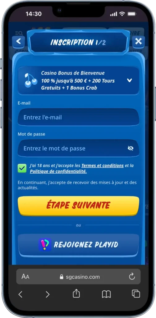 connecter sur mobile sg casino