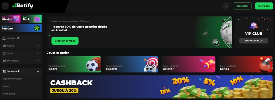 connexion étape1 betify