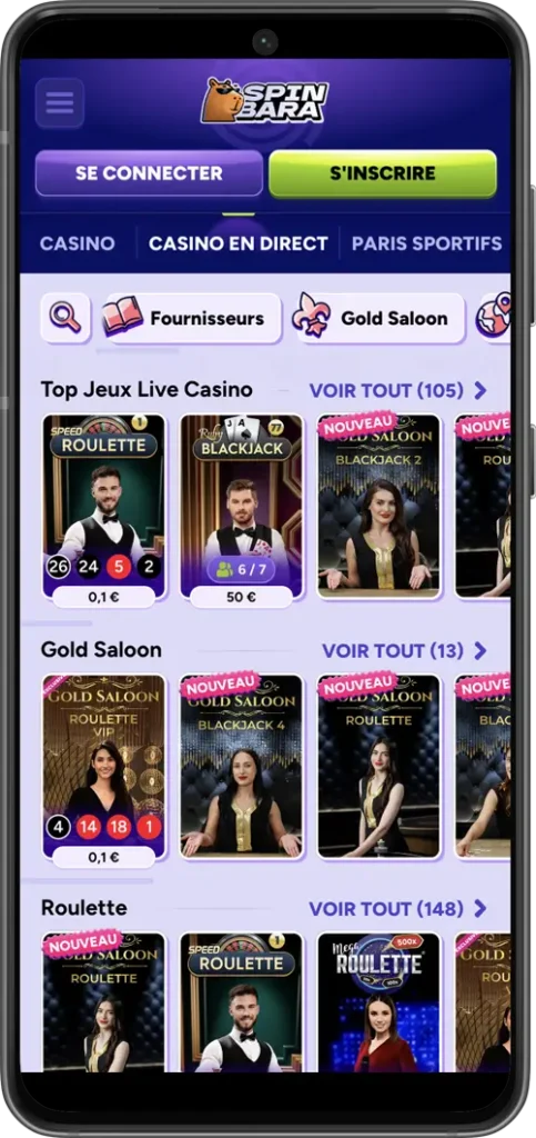 test de l'expérience mobile sur spinbara