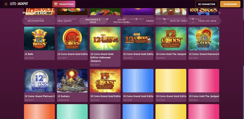 Ludothèque machines à sous de Let's Jackpot