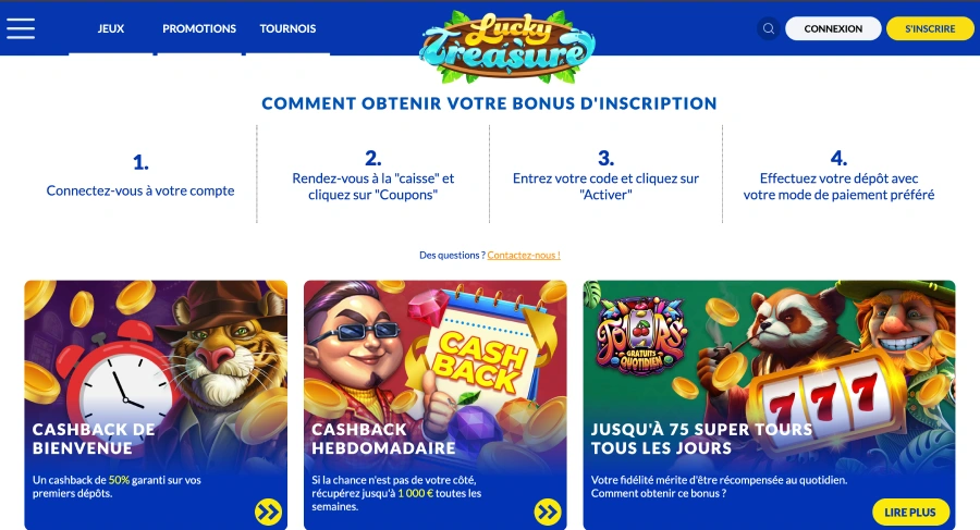 promotions sur lucky treasure