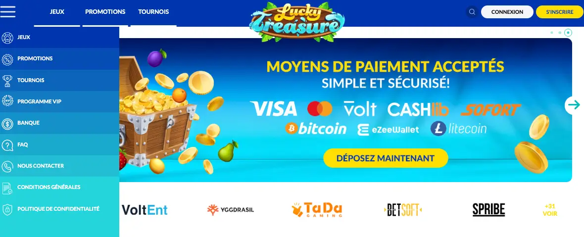 retirer ses gains lucky treasure étape 1