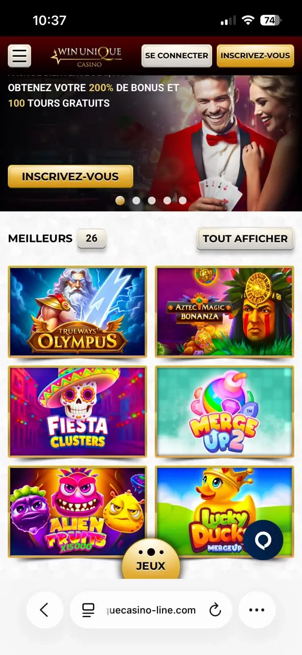 unique casino sur iphone étape1