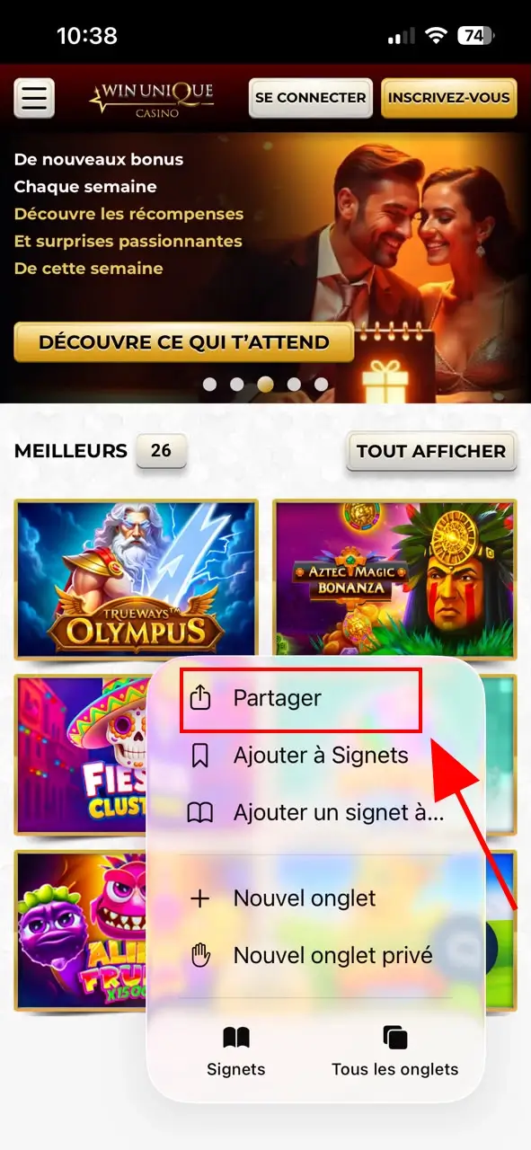 unique casino sur iphone étape3