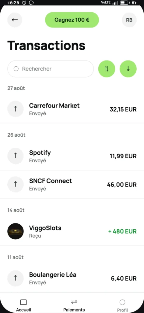 Preuve de retrait Viggoslots : capture de la confirmation de paiement