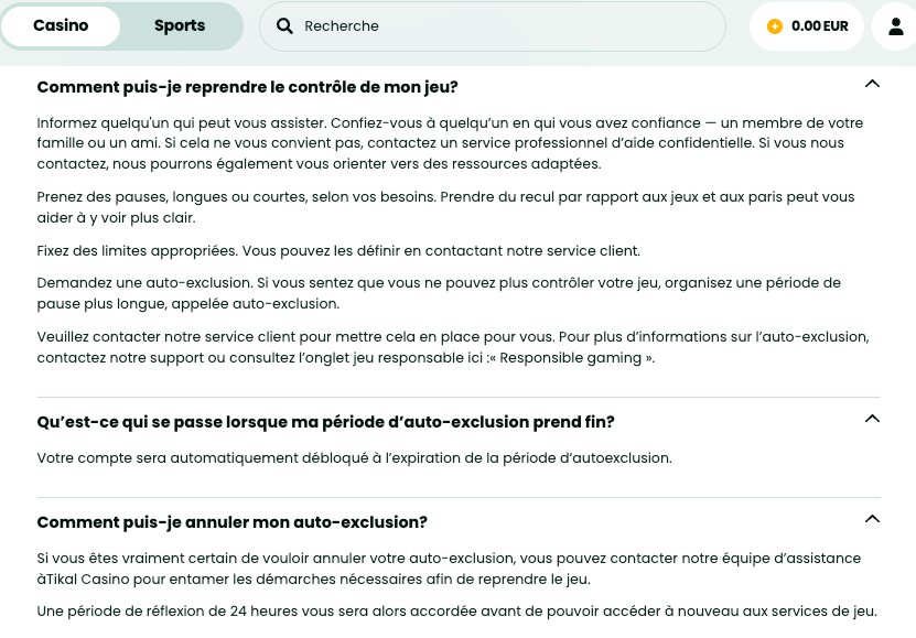 outils de jeu responsable tikal casino