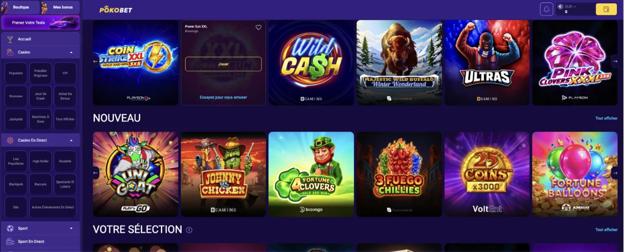 Jeu PokoBet lançable en mode démo depuis le lobby